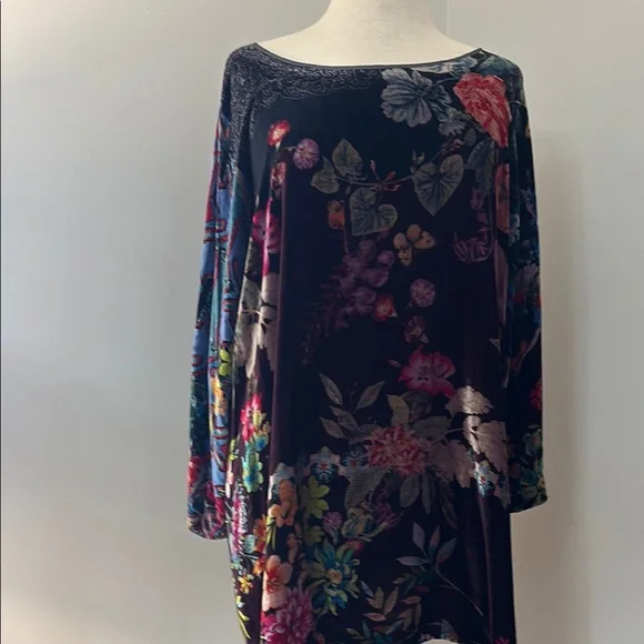 Johnny Was Velvet Floral Tunic featuring a blend of rayon and silk - Picture 1 of 7